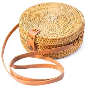 COPY - Handwoven Round Rattan Bag Shoulder Leathe…